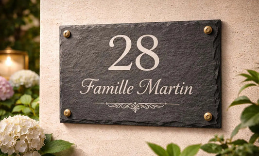 Plaque numéro de maison personnalisée effet ardoise