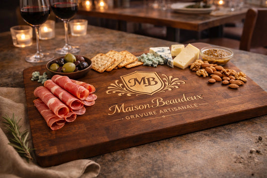 Planche apéritive en bois gravée personnalisée